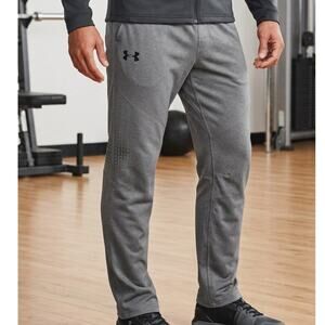 Sz Lg UNDER ARMOUR Men's Gray Gusseted Knee Geometric Print Training Pants